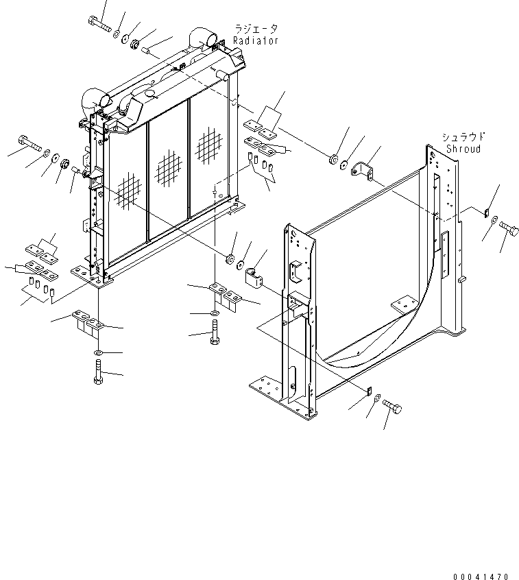 Komatsu parts book diagram for PC800SE-8 S/N 50001-UP (ecot3): COOLING (RADIATOR AND OIL COOLER MOUNTING)(#50001-55279)
