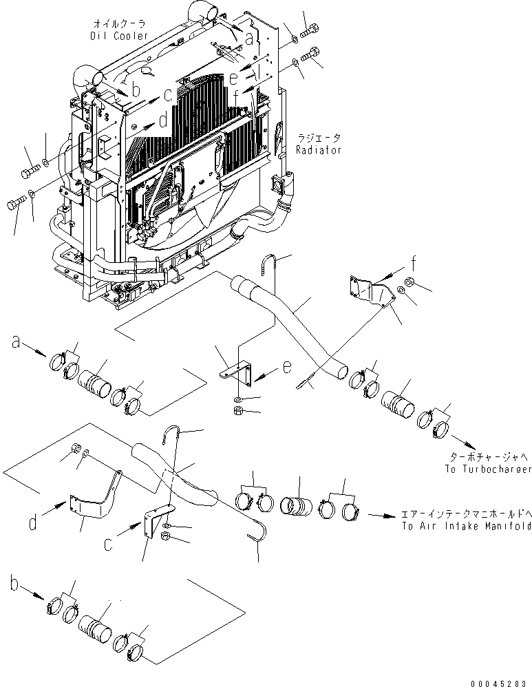 Komatsu parts book diagram for PC800SE-8 S/N 50001-UP (ecot3): COOLING (AFTERCOOLER HOSE)(#50001-55000)