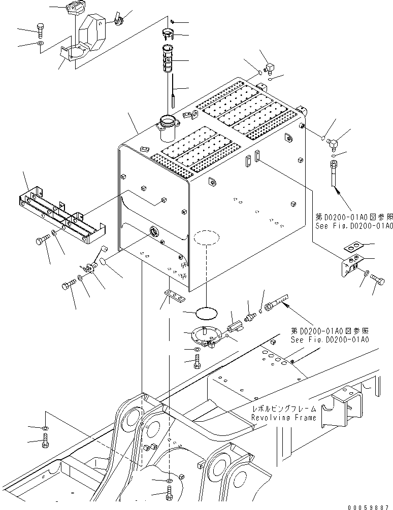 Komatsu parts book diagram for PC800SE-8 S/N 50001-UP (ecot3): FUEL TANK (SANDY AND DUSTY TERRAIN SPEC.)(#55001-)