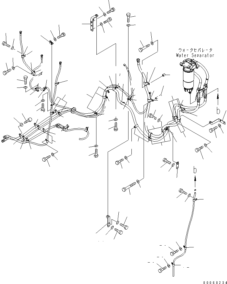 Komatsu parts book diagram for PC800SE-8 S/N 50001-UP (ecot3): FUEL PIPING (BRACKET AND CLIP)(#55046-)