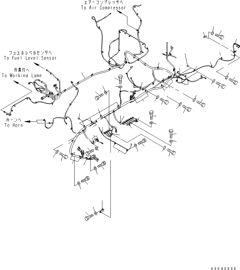 Komatsu parts book diagram for PC800SE-8 S/N 50001-UP (ecot3): WIRING HARNESS (MAIN HARNESS) (HARNESS AND CLIP) (LEFT DECK) (1/2)(#50001-50003)