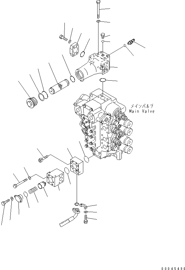 Komatsu parts book diagram for PC800SE-8 S/N 50001-UP (ecot3): MAIN VALVE (4-SPOOL VALVE) (LIFT CHECK VALVE AND INLINE FILTER)(#55001-)