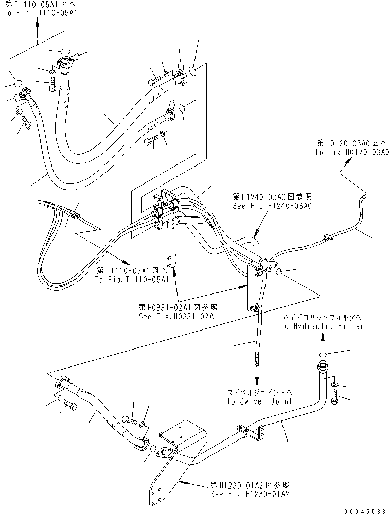 Excavators Komatsu / PC800SE-8 S/N 50001-UP (ecot3)(pc800s2c) / QUICK RETURN PIPING (HOSE) (WITH DRIFT PREVENTION VALVE)(150300 : H0331-01A1)