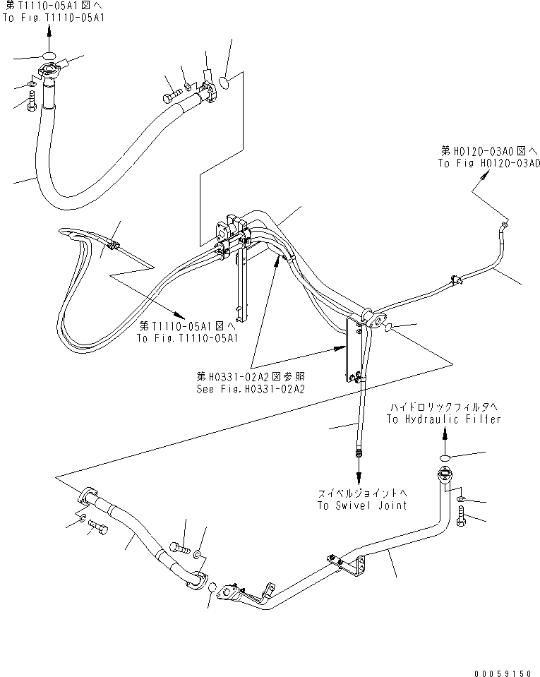 Excavators Komatsu / PC800SE-8 S/N 50001-UP (ecot3)(pc800s2c) / QUICK RETURN PIPING (HOSE) (WITH SERVICE VALVE)(#55001-)(150310 : H0331-01A2)
