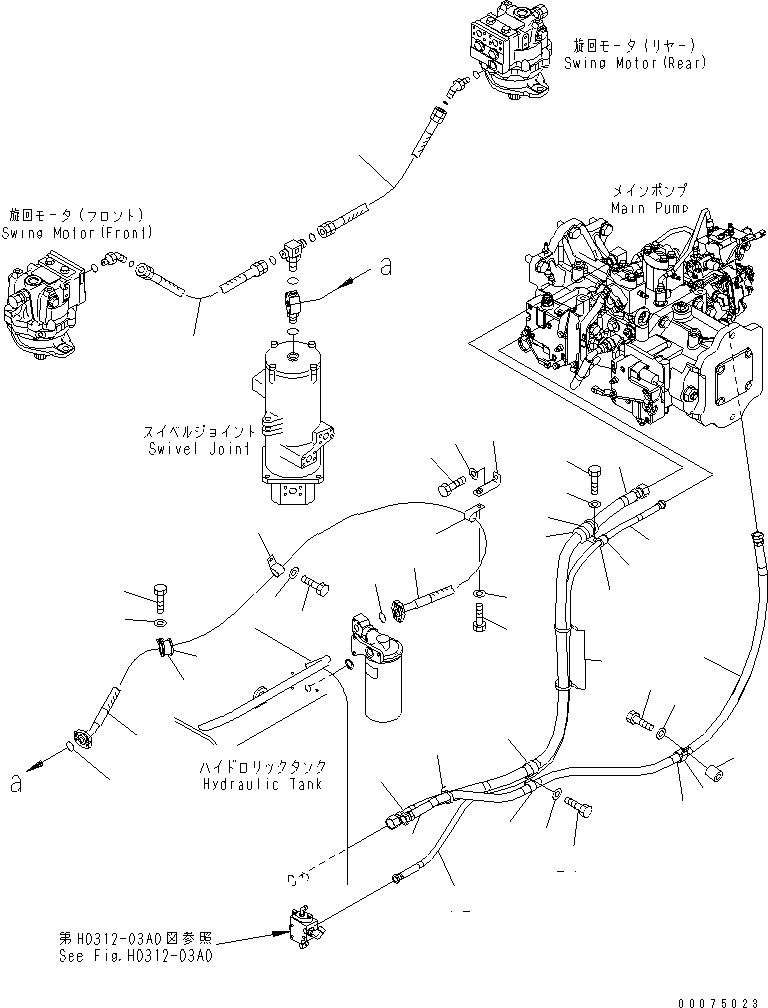 Komatsu parts book diagram for PC800SE-8 S/N 50001-UP (ecot3): DRAIN PIPING(#55001-)