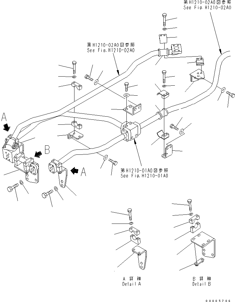 Excavators Komatsu / PC800SE-8 S/N 50001-UP (ecot3)(pc800s2c) / VALVE DELIVERY PIPING (BOOM) (BRACKET SIDE)(150390 : H1210-03A0)