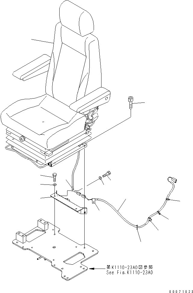 Komatsu parts book diagram for PC800SE-8 S/N 50001-UP (ecot3): OPERATOR'S SEAT (AIR SUSPENSION TYPE)(#55001-55268)