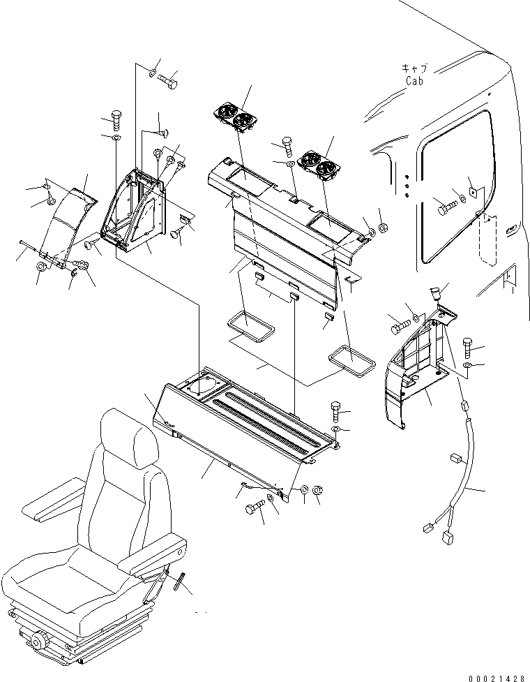 Komatsu parts book diagram for PC800SE-8 S/N 50001-UP (ecot3): SEAT REAR COVER (12V POWER SOURCE)