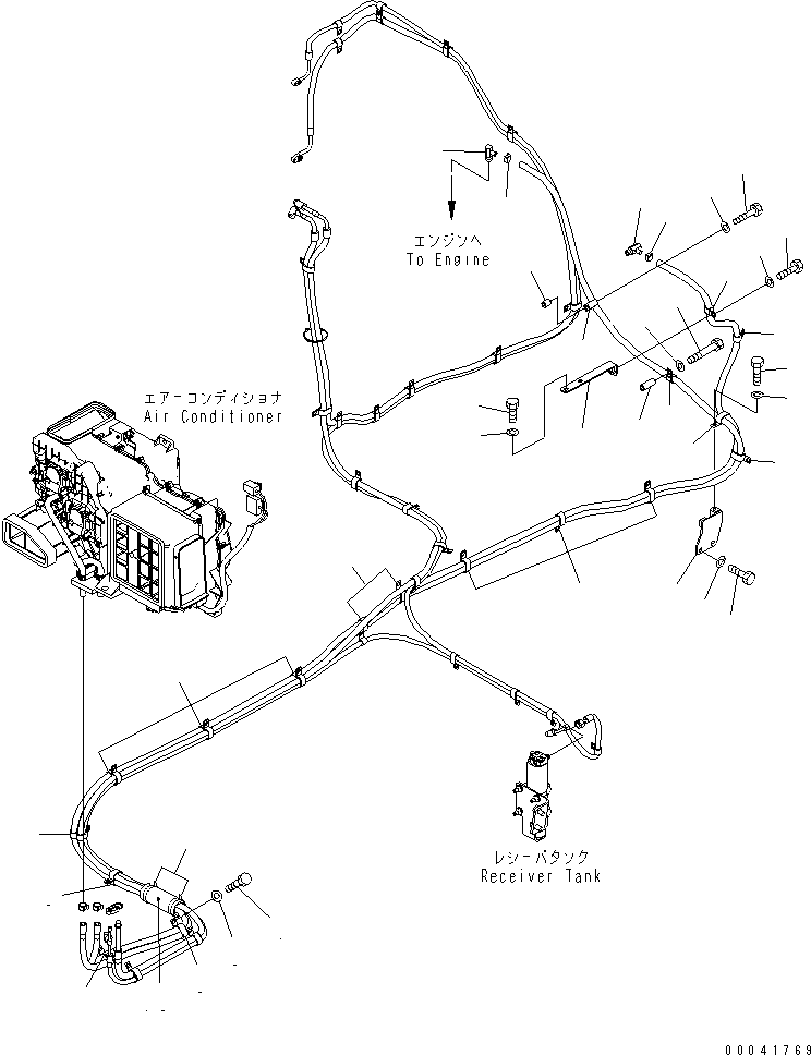 Komatsu parts book diagram for PC800SE-8 S/N 50001-UP (ecot3): AIR CONDITIONER (CLAMP)(#50001-55000)