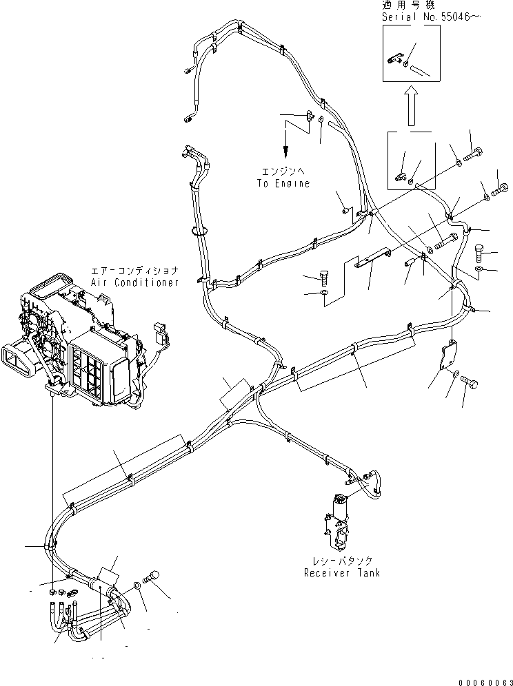 Komatsu parts book diagram for PC800SE-8 S/N 50001-UP (ecot3): AIR CONDITIONER (CLAMP)(#55001-)