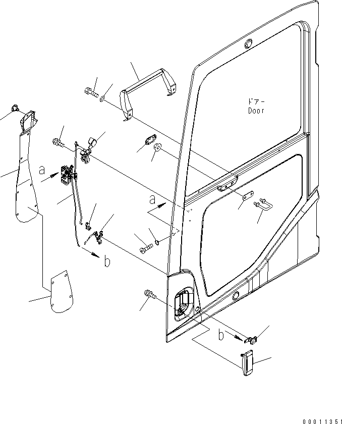 Komatsu parts book diagram for PC800SE-8 S/N 50001-UP (ecot3): FLOOR FRAME (OPERATOR'S CAB) (DOOR LOCK)(#55001-)