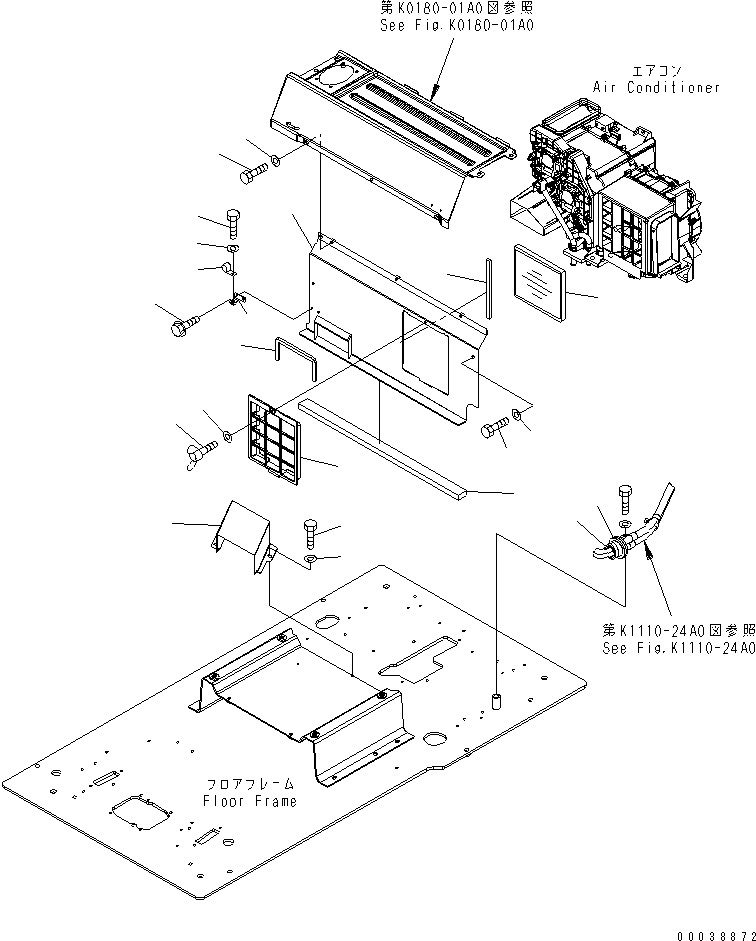 Komatsu parts book diagram for PC800SE-8 S/N 50001-UP (ecot3): FLOOR FRAME (OPERATOR'S CAB) (PARTITION AND FOOT DUCT)