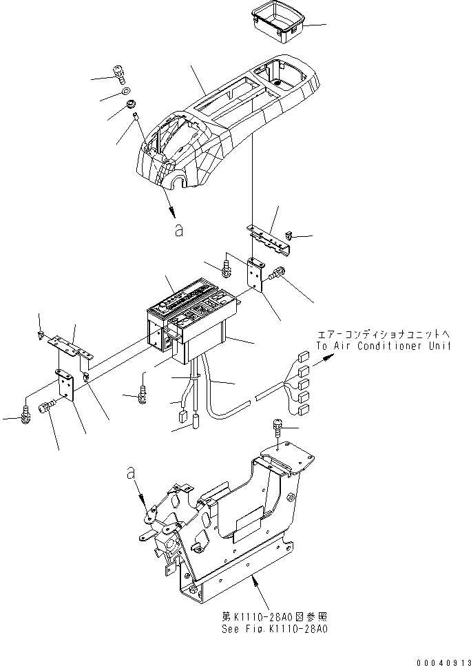 Komatsu parts book diagram for PC800SE-8 S/N 50001-UP (ecot3): FLOOR FRAME (OPERATOR'S CAB) (CONSOLE ? L.H.) (UPPER) (WITH AIR CONDITIONER AND RADIO) (FOR ASIA)(#55001-)