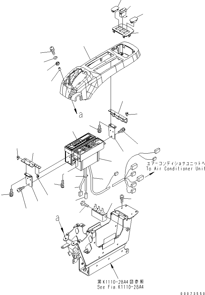 Komatsu parts book diagram for PC800SE-8 S/N 50001-UP (ecot3): FLOOR FRAME (OPERATOR'S CAB)(CONSOLE ? L.H.)(UPPER)(FOR BIG WIND  AIR CONDITIONER) (RADIO FOR ASIA)(#55001-)