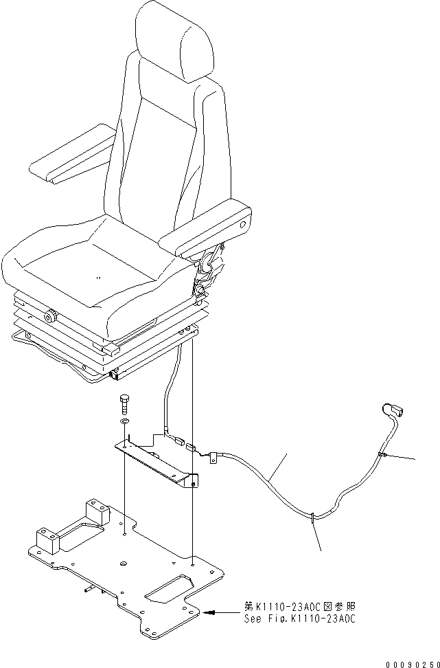 Komatsu parts book diagram for PC800SE-8 S/N 50001-UP (ecot3): FLOOR FRAME (OPERATOR'S CAB) (AIR SUSPENSION HARNESS)(#55180-)