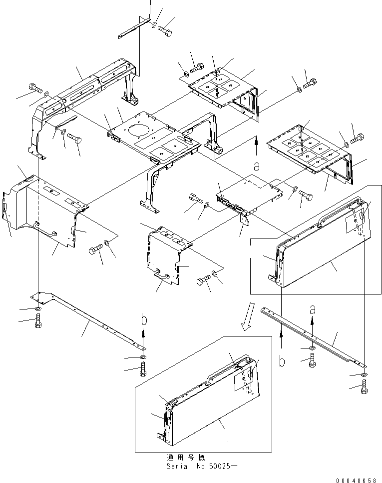 Komatsu parts book diagram for PC800SE-8 S/N 50001-UP (ecot3): HOOD (FRAME AND COVER)(#50001-55000)