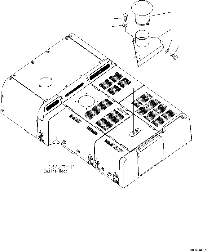 Komatsu parts book diagram for PC800SE-8 S/N 50001-UP (ecot3): HOOD (PIPE EXTENSION) (SANDY AND DUSTY TERRAIN SPEC.)(#55001-)
