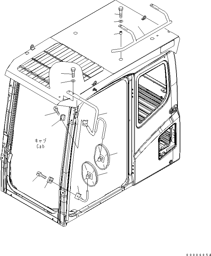 Komatsu parts book diagram for PC800SE-8 S/N 50001-UP (ecot3): REARVIEW MIRROR ? L.H. (WITH TOP GUARD)