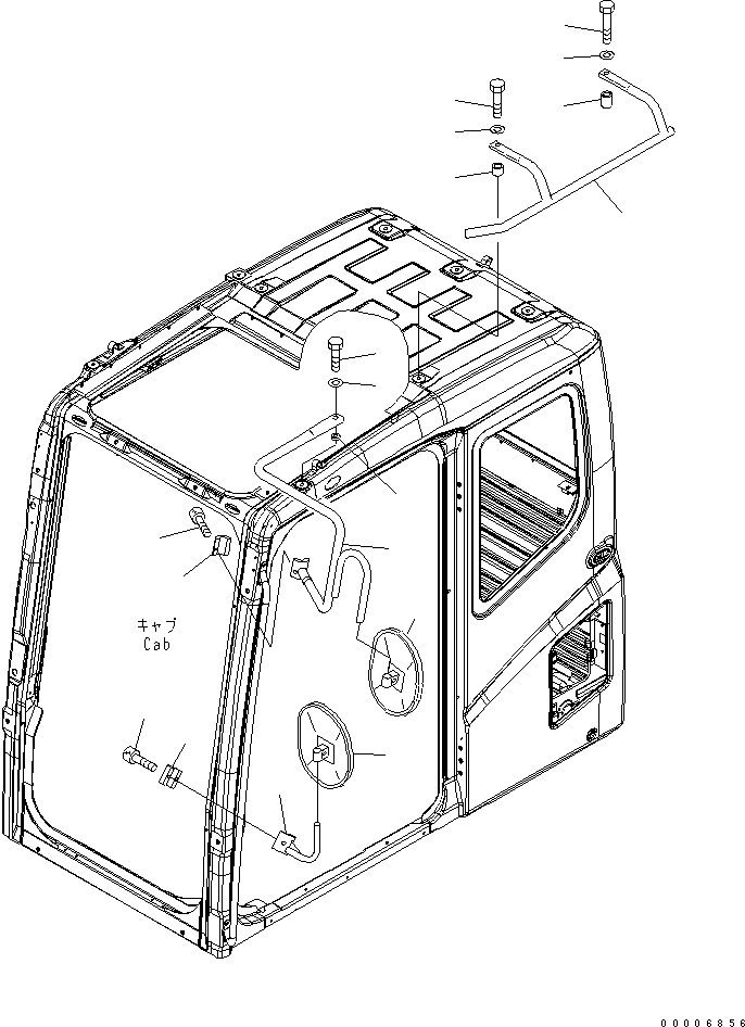 Komatsu parts book diagram for PC800SE-8 S/N 50001-UP (ecot3): REARVIEW MIRROR ? L.H.