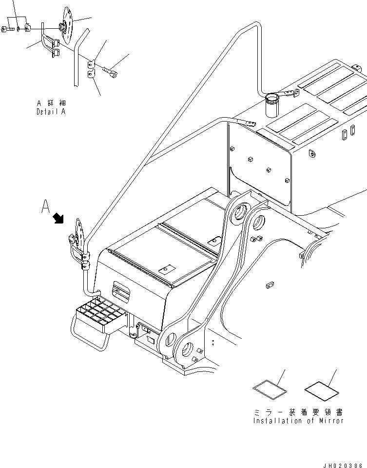 Komatsu parts book diagram for PC800SE-8 S/N 50001-UP (ecot3): REARVIEW MIRROR ? R.H.