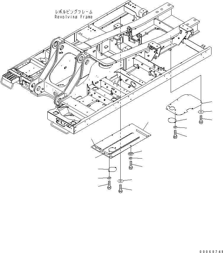 Komatsu parts book diagram for PC800SE-8 S/N 50001-UP (ecot3): UNDER COVER (REVOLVING FRAME) (CENTER AND R.H.)(#55043-)