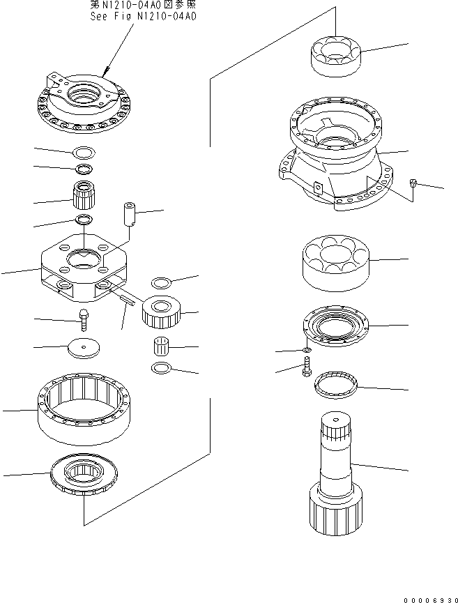 Komatsu parts book diagram for PC800SE-8 S/N 50001-UP (ecot3): SWING MACHINERY (2ND CARRIER AND PINION) (REAR)