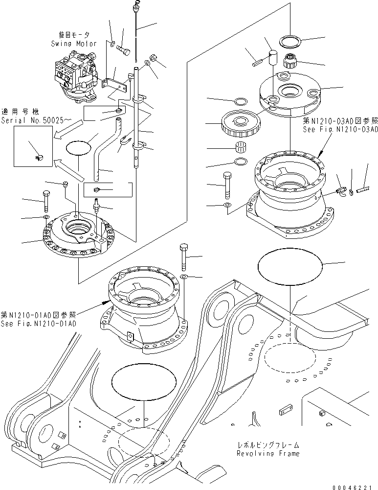 Excavators Komatsu / PC800SE-8 S/N 50001-UP (ecot3)(pc800s2c) / SWING MACHINERY (1ST CARRIER AND GAUGE SUPPORT) (REAR)(#50001-55077)(270060 : N1210-04A0)