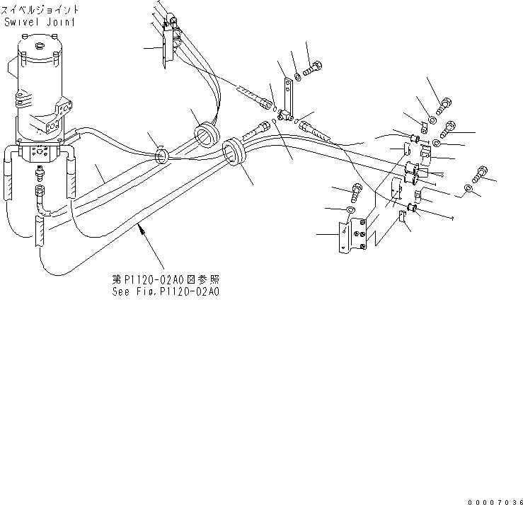 Excavators Komatsu / PC800SE-8 S/N 50001-UP (ecot3)(pc800s2c) / TRAVEL PIPING (CENTER FRAME SIDE)(300010 : P1120-01A0)