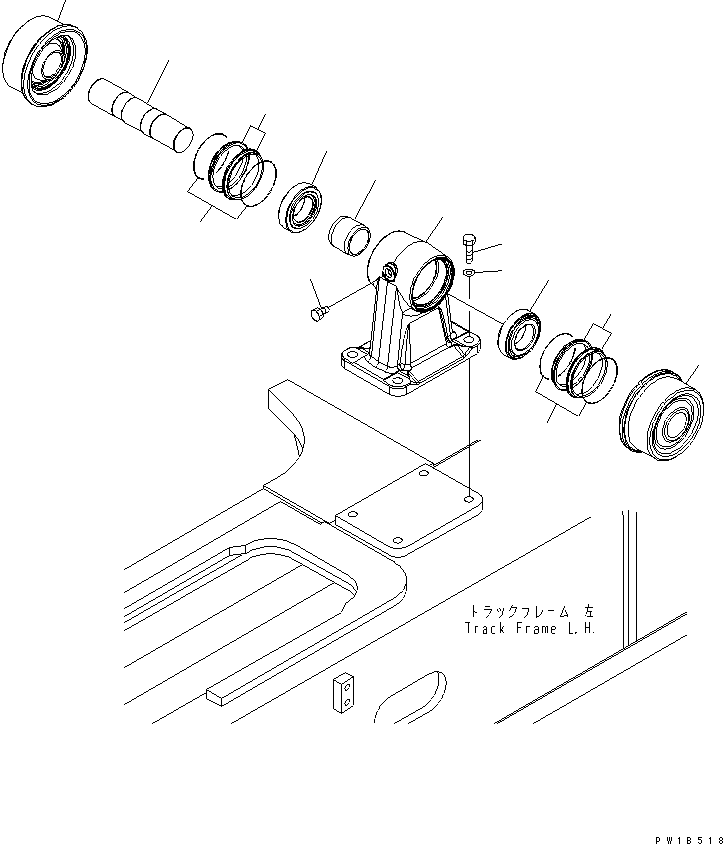 Komatsu parts book diagram for PC800SE-8 S/N 50001-UP (ecot3): TRACK FRAME (CARRIER ROLLER) (L.H.)