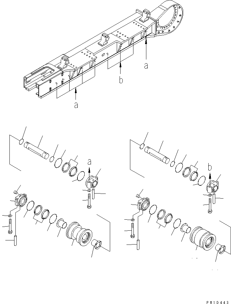 Excavators Komatsu / PC800SE-8 S/N 50001-UP (ecot3)(pc800s2c) / TRACK FRAME (TRACK ROLLER) (DOUBLE FLANGE) (R.H.)(330290 : R1120-14A6)
