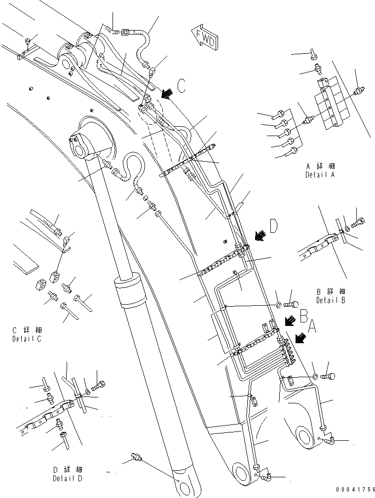 Excavators Komatsu / PC800SE-8 S/N 50001-UP (ecot3)(pc800s2c) / BOOM (7.1M) (LUBRICATION) (FOR BACKHOE)(360040 : T1110-03A1)