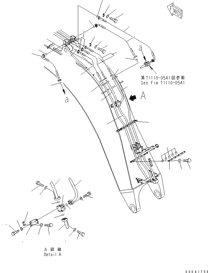 Excavators Komatsu / PC800SE-8 S/N 50001-UP (ecot3)(pc800s2c) / BOOM (7.1M) (ARM CYLINDER PIPING) (HEAD) (FOR BACKHOE)(#55001-)(360080 : T1110-06A1A)