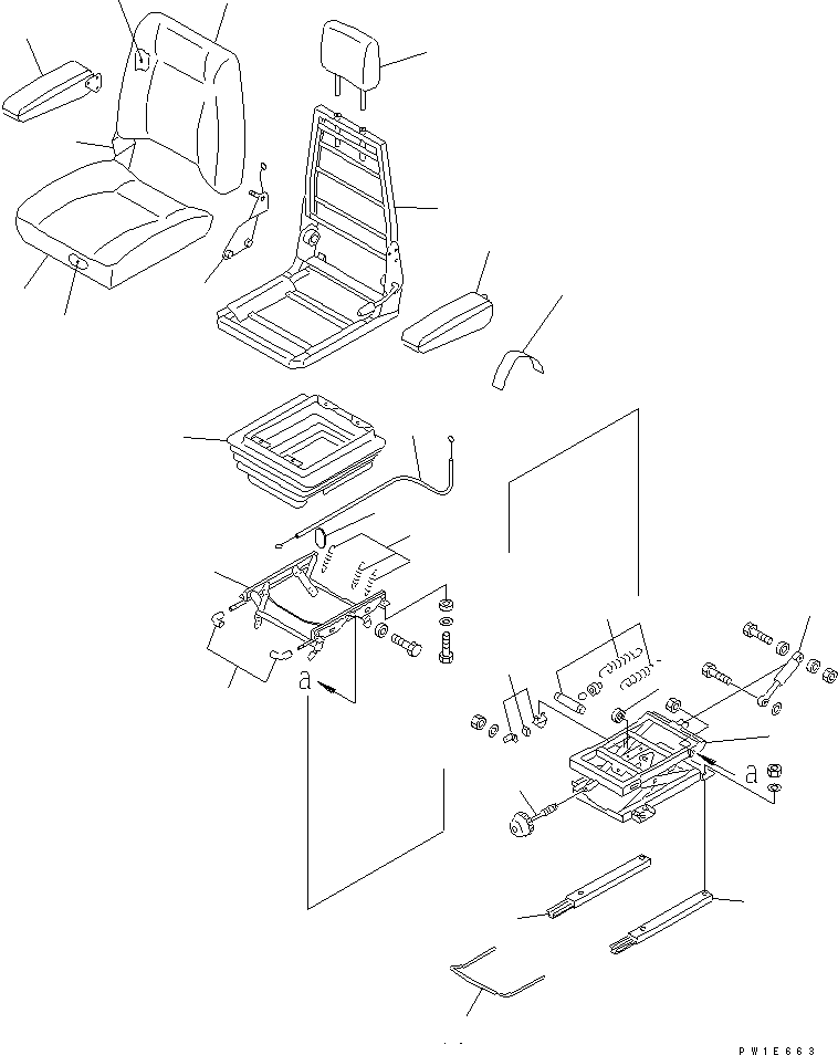 Komatsu parts book diagram for PC800SE-8 S/N 50001-UP (ecot3): OPERATOR'S SEAT ASS'Y (SUSPENSION)(#55001-55122)