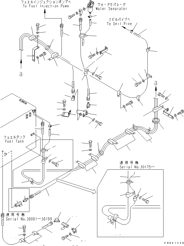 Excavators Komatsu / PC800SE-6 S/N 30001-UP(pc800sec) / FUEL PIPING (WITH WATER SEPARATOR)(#30001-30999)(090100 : D0200-01A1)