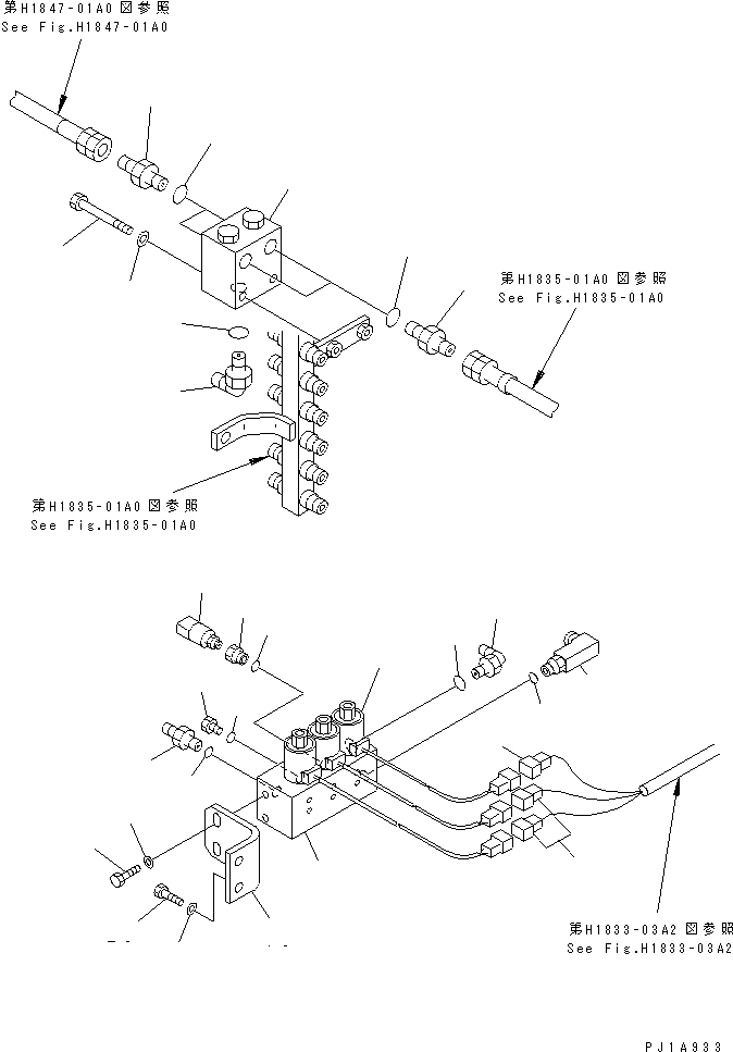 Excavators Komatsu / PC800SE-6 S/N 30001-UP(pc800sec) / SHUTTLE VALVE LINE (SHUTTLE VALVE) (SWING UP)(#30175-30999)(180660 : H1833-01A2)