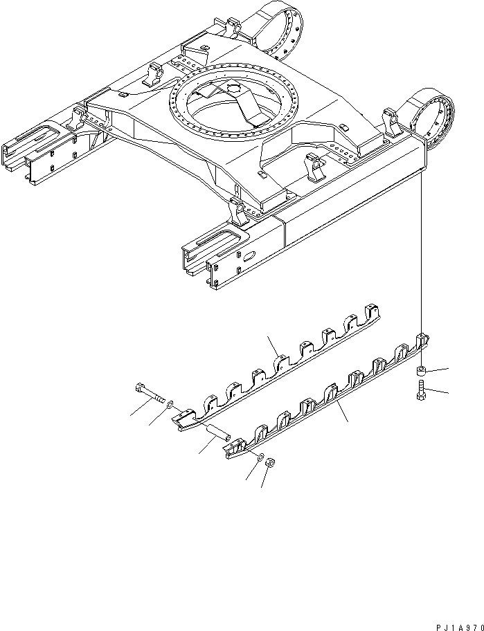 Excavators Komatsu / PC800SE-6 S/N 30001-UP(pc800sec) / TRACK FRAME (TRACK ROLLER FULL GUARD) (L.H.)(#30207-30999)(360210 : R1120-06A4)