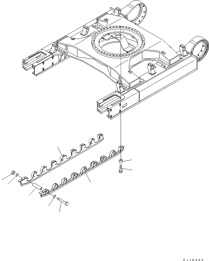 Excavators Komatsu / PC800SE-6 S/N 30001-UP(pc800sec) / TRACK FRAME (TRACK ROLLER FULL GUARD) (R.H.)(#30207-30999)(360340 : R1120-16A4)