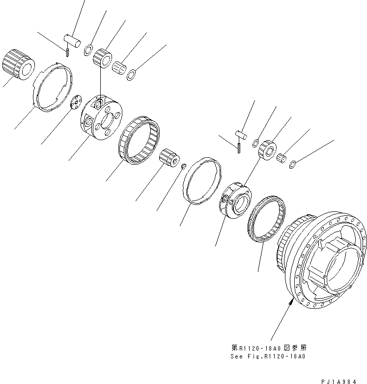 Excavators Komatsu / PC800SE-6 S/N 30001-UP(pc800sec) / TRACK FRAME (FINAL DRIVE) (1ST AND 2ND CARRIER) (R.H.)(#30207-)(360380 : R1120-19A0)