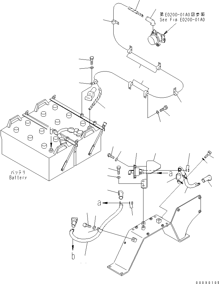 Excavators Komatsu / PC850-8R S/N 60001-UP (W/O EGR)(pc850-1c) / WIRING HARNESS (BATTERY CASE) (BATTERY DISCONNECT SWITCH)(#60018-)(120110 : E0200-06A2)