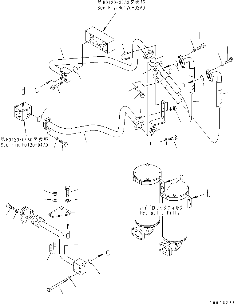 Excavators Komatsu / PC850-8R S/N 60001-UP (W/O EGR)(pc850-1c) / MAIN VALVE RETURN PIPING (HOSE) (FOR LOADER OR WITH SERVICE VALVE)(150200 : H0330-01A1)