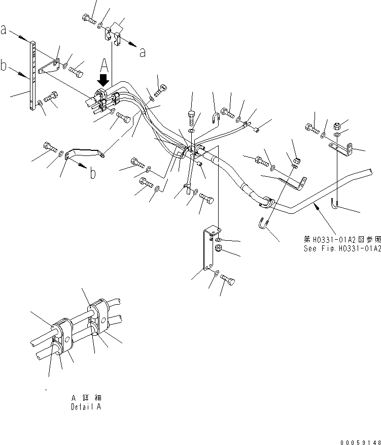 Excavators Komatsu / PC850-8R S/N 60001-UP (W/O EGR)(pc850-1c) / QUICK RETURN PIPING (BRACKET) (WITH SERVICE VALVE)(150240 : H0331-02A2)