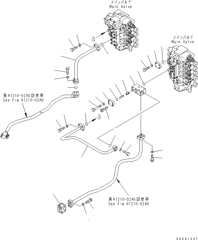 Excavators Komatsu / PC850-8R S/N 60001-UP (W/O EGR)(pc850-1c) / VALVE DELIVERY PIPING (BOOM) (VALVE SIDE)(150270 : H1210-01A0)