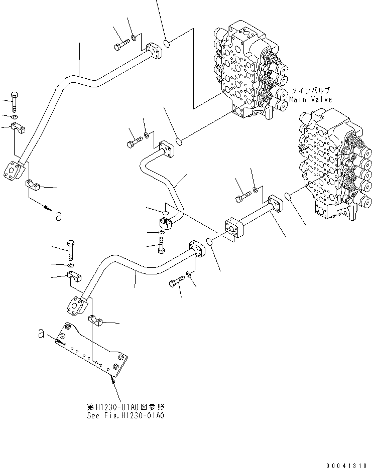 Excavators Komatsu / PC850-8R S/N 60001-UP (W/O EGR)(pc850-1c) / VALVE DELIVERY PIPING (BUCKET)(150310 : H1222-01A0)
