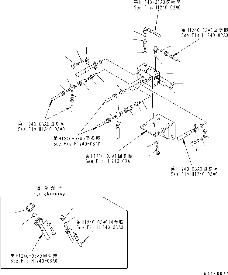 Excavators Komatsu / PC850-8R S/N 60001-UP (W/O EGR)(pc850-1c) / PILOT PIPING (WITH DRIFT PREVENTION) (BRACKET)(150400 : H1240-05A0)