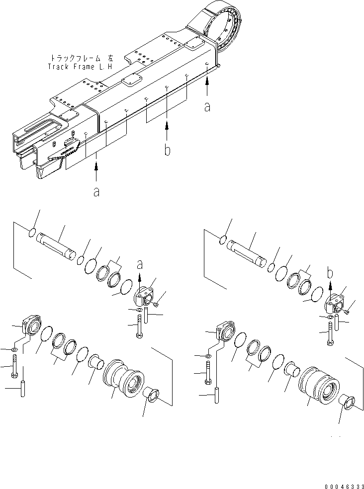 Excavators Komatsu / PC850-8R S/N 60001-UP (W/O EGR)(pc850-1c) / TRACK FRAME (TRACK ROLLER) (DOUBLE FLANGE) (L.H.)(330120 : R1120-04A6)