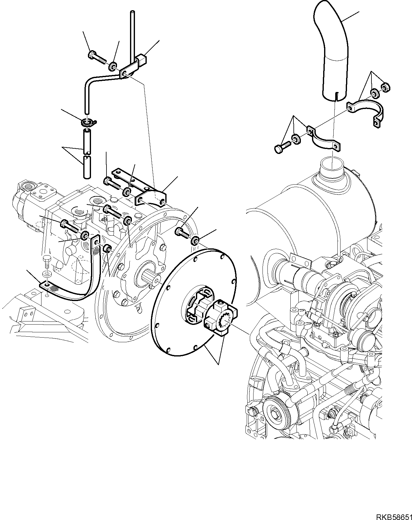 Komatsu parts book diagram for PC88MR-6 S/N F00003 AND UP: POWER TAKE OFF (1/2)