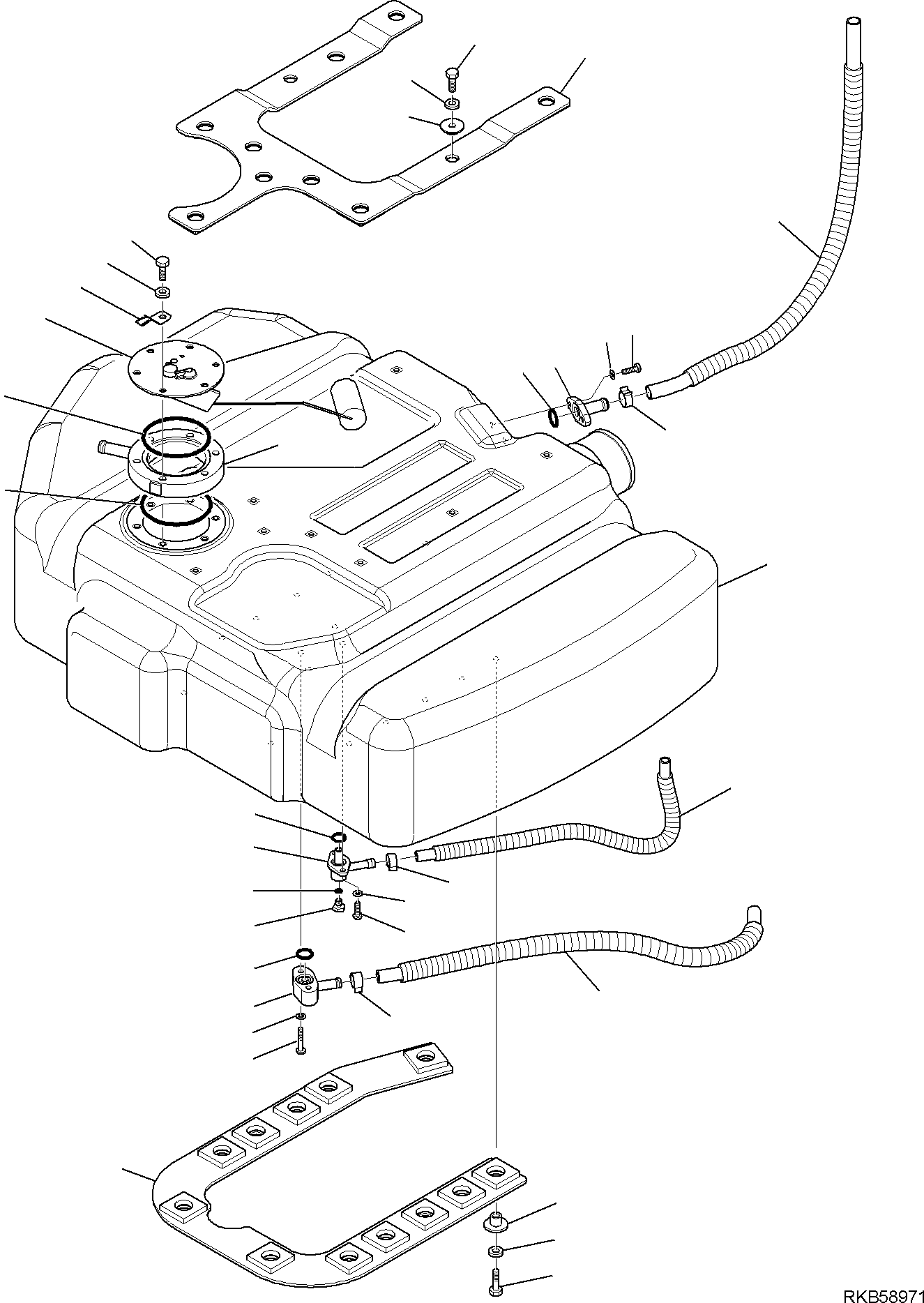 Komatsu parts book diagram for PC88MR-6 S/N F00003 AND UP: FUEL TANK (1/4)