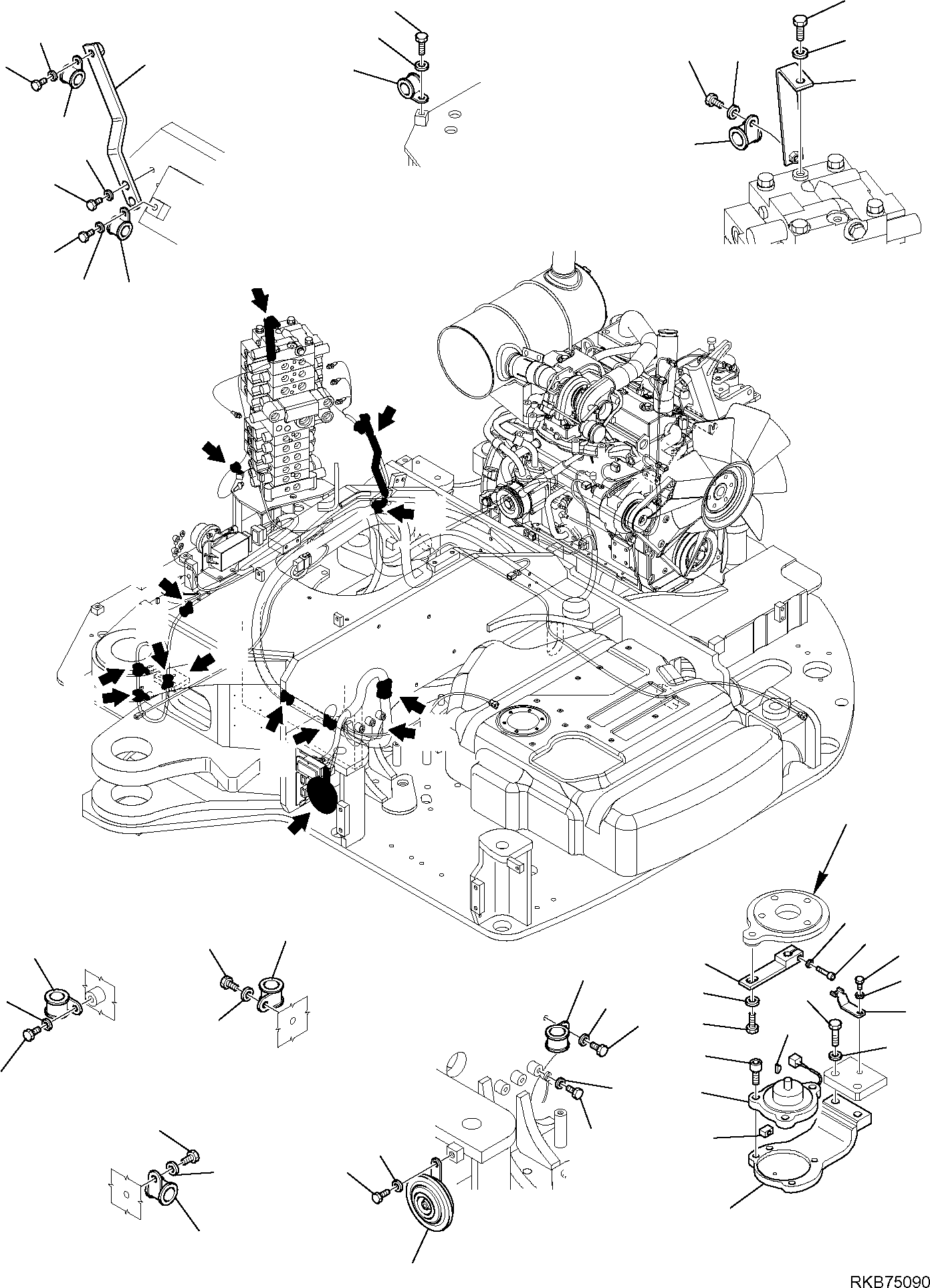 Komatsu parts book diagram for PC88MR-6 S/N F00003 AND UP: ELECTRICAL SYSTEM (FRAME LINE) (2/4)