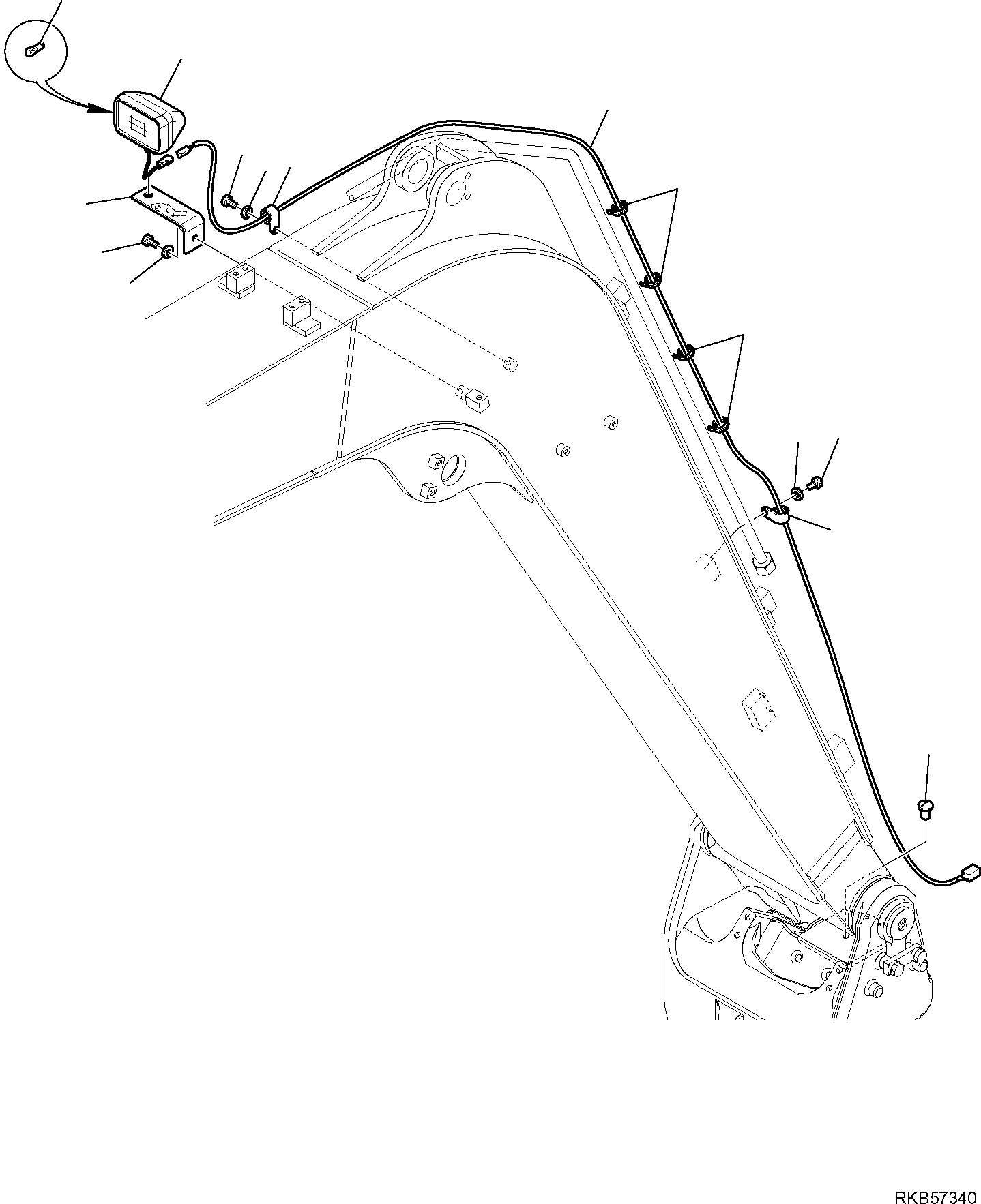 Komatsu parts book diagram for PC88MR-6 S/N F00003 AND UP: WORK LIGHT (BOOM)