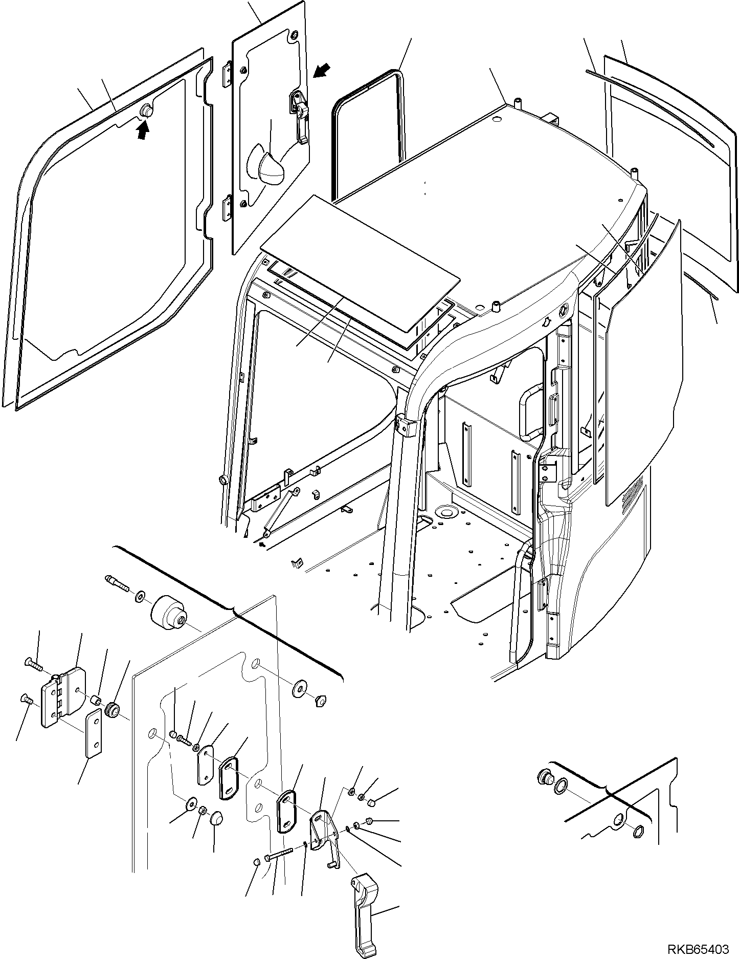 Komatsu parts book diagram for PC88MR-6 S/N F00003 AND UP: CAB (1/9)